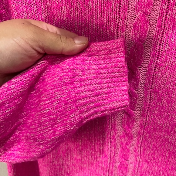 Vintage E.M.T. Hot Pink Cowl neck Silk Angora Lambswool Blend Cable knit Sweater - Picture 6 of 10